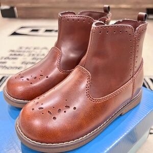Stride Rite Stella Leather Boots Slip On Side Zipper - Cedar